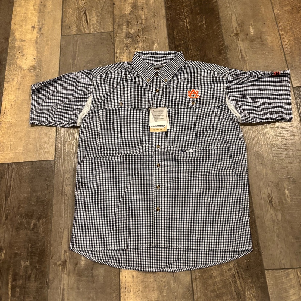 Auburn Drake Medium Button-Down Short Sleeve Shirt Gingham (New with Tags)